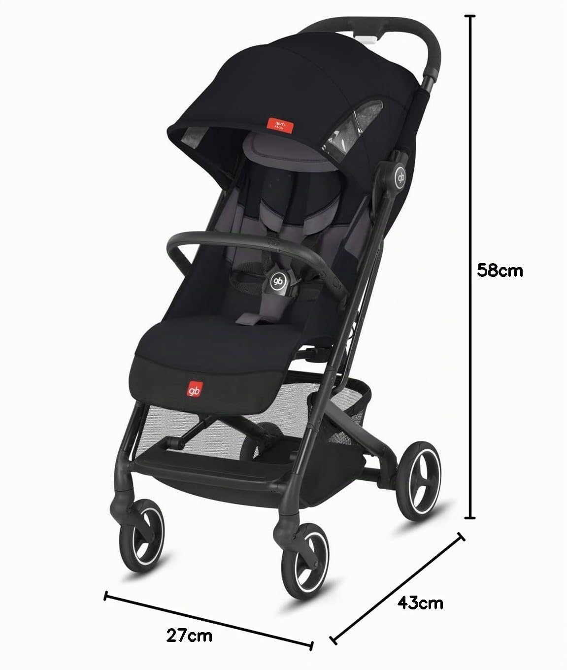 Gb Gold Passeggino Pockit+ All-City, 0-22 kg, Dalla Nascita a circa 4 anni, Nero (Velvet Black)