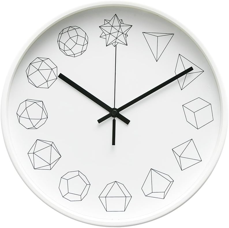Arospa Modern Geometric Shapes Design 12" Non-Ticking Sweep Silent Wall Clock (White Gloss)
