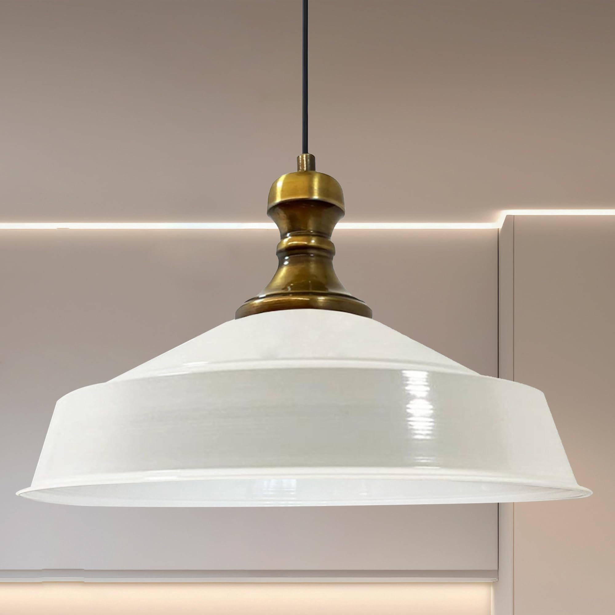 Asletl-Knob Hanging Lamp, Industrial Pendant Light, 41 cm Shades, Modern Metal Kitchen Island Lights, E27 Pendant for Living & Dining Room, White Pendant — image 1
