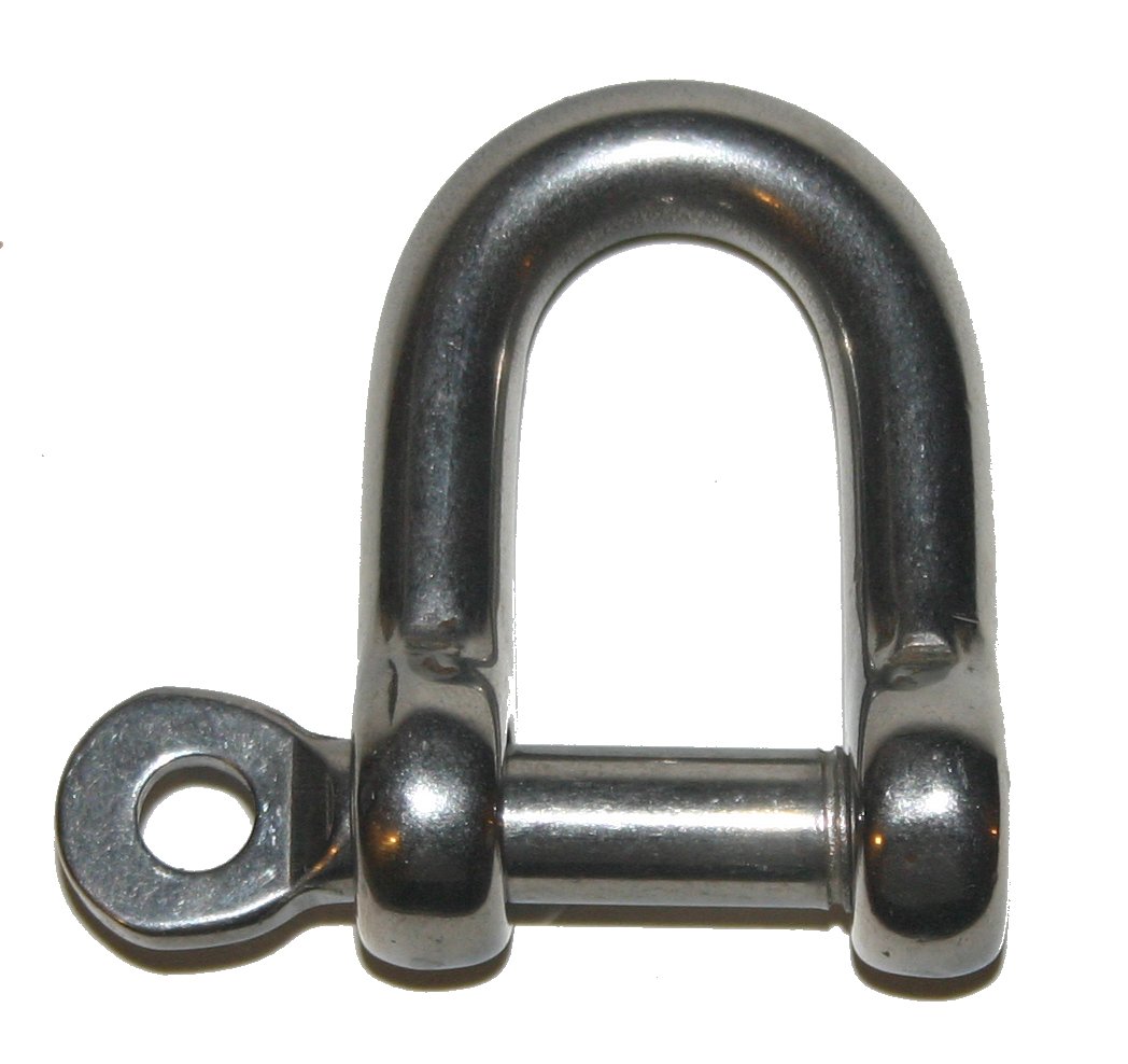 Nautos Forged D Shackle with Captive Screw Eye PIN - Stainless Steel 316 - Set of 2 Pieces (12MM - 1/2
