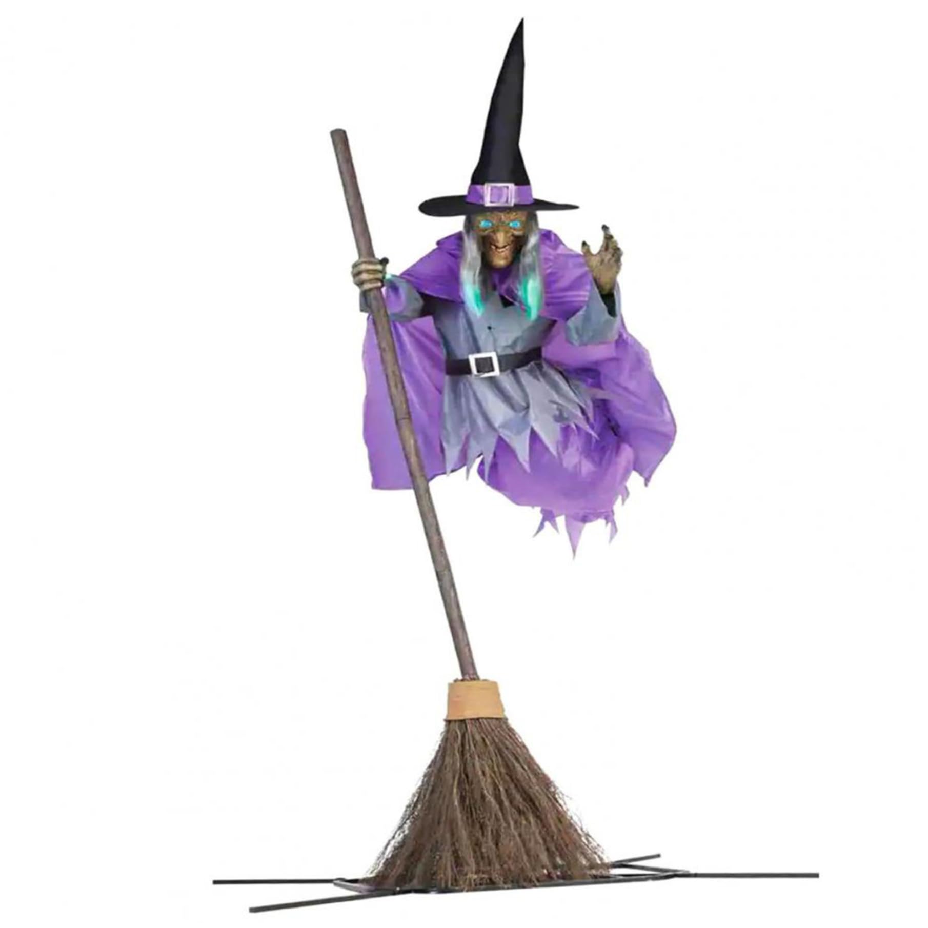 Wxyestna Witch Decor Flying Witch with Broom 71 Inch Large Halloween Scary Spooky for Garden Cemetery Party
