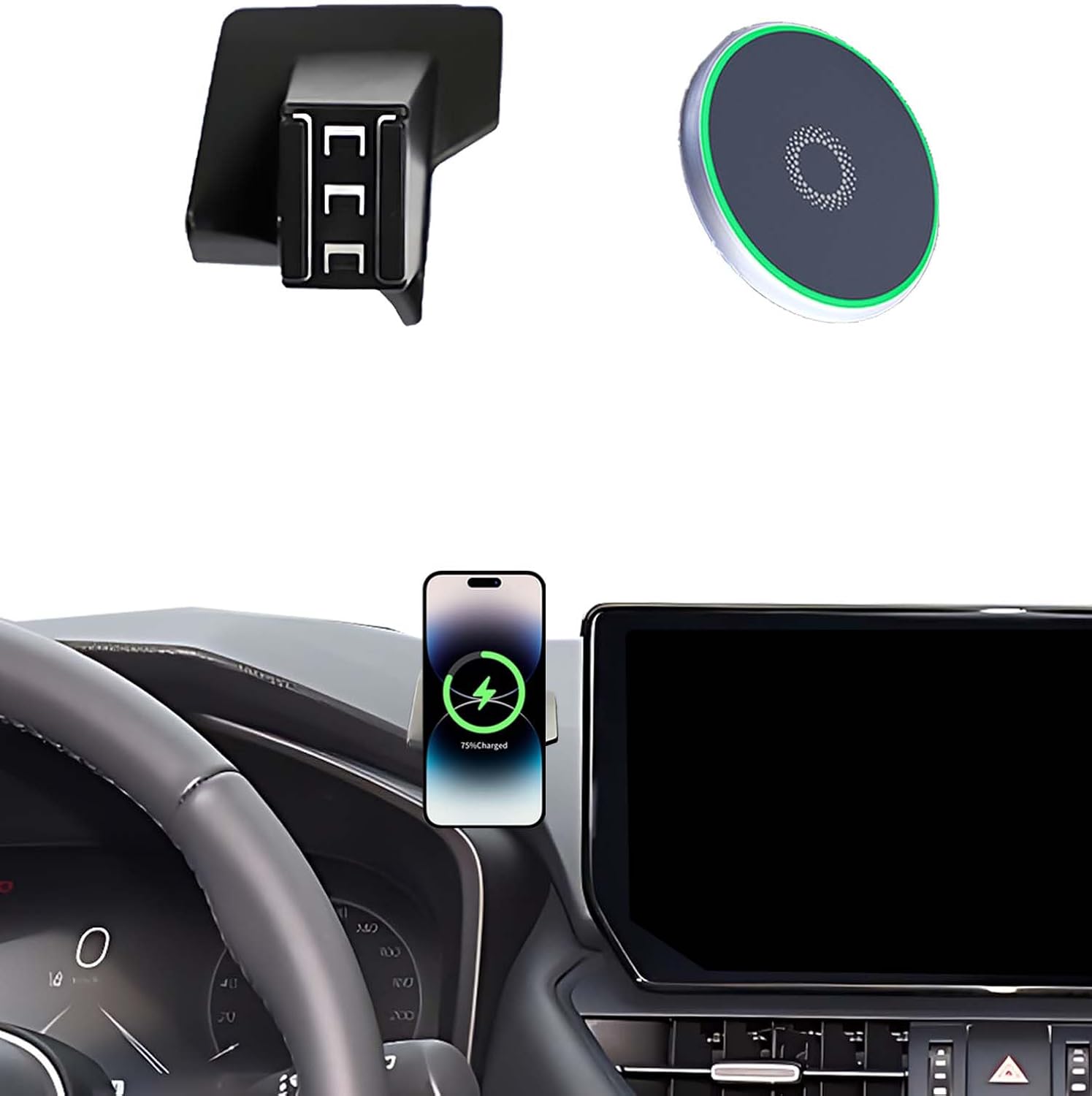 Car Phone Holder for Toyota RAV4 2019-2025 Accessories 15W Fast Wireless Charger Adjustable Air Vent Cell Phone Mount Hands-Free 360 Degree Rotation