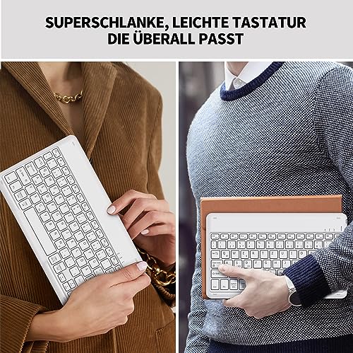 Teclado Bluetooth alemán QWERTZ blanco claro para estudiar con iPad 10 7