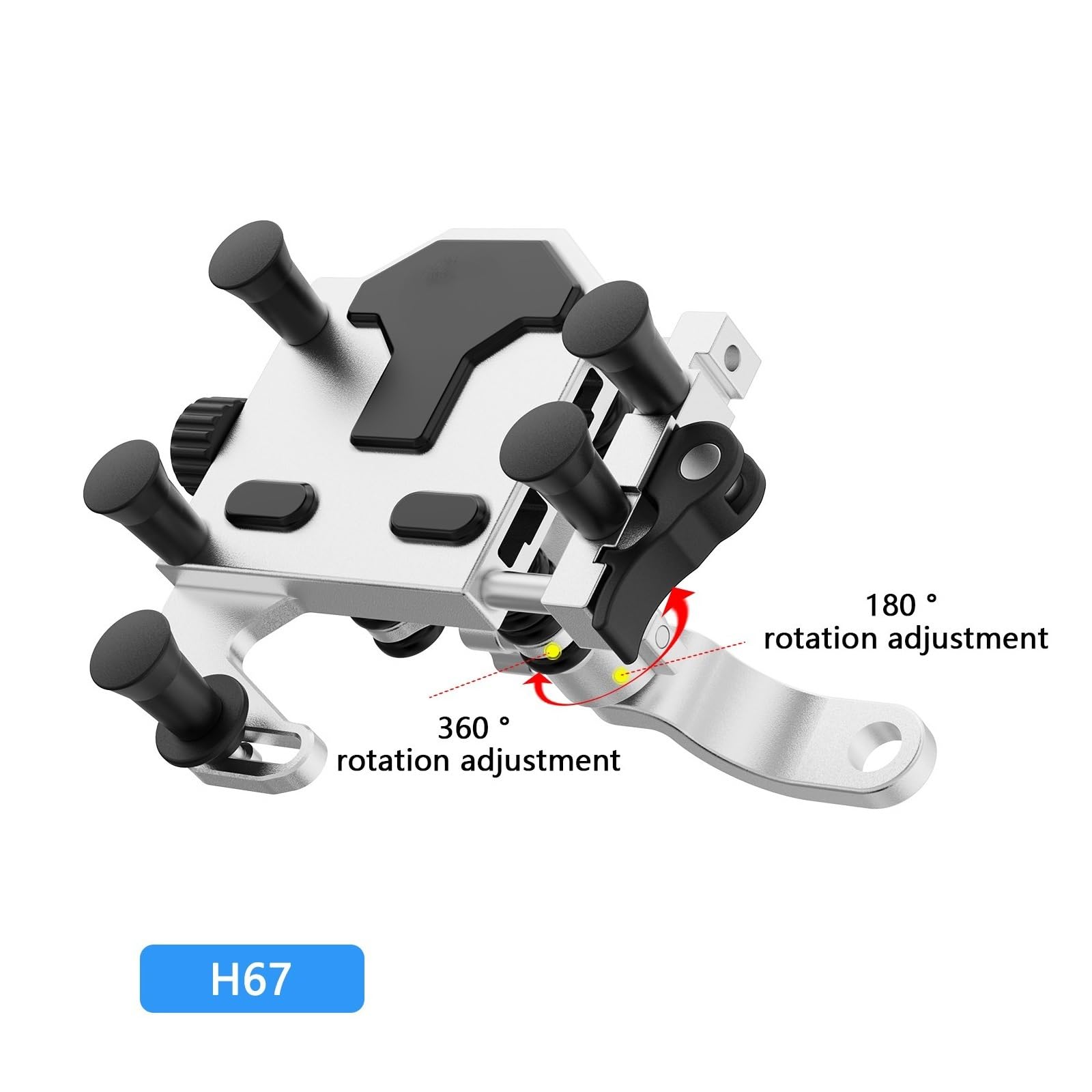 Suporte Telemóvel Moto Soporte Universal De Teléfono Aleación Que Absorbe Los Golpes Navegación para Manillar Bicicleta Y Motos, Ajustable Giratorio 360 ​​°