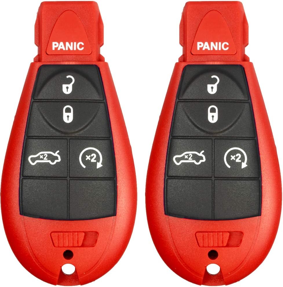 2 New Red 5 Buttons Keyless Entry Remote Start Car Key Fob