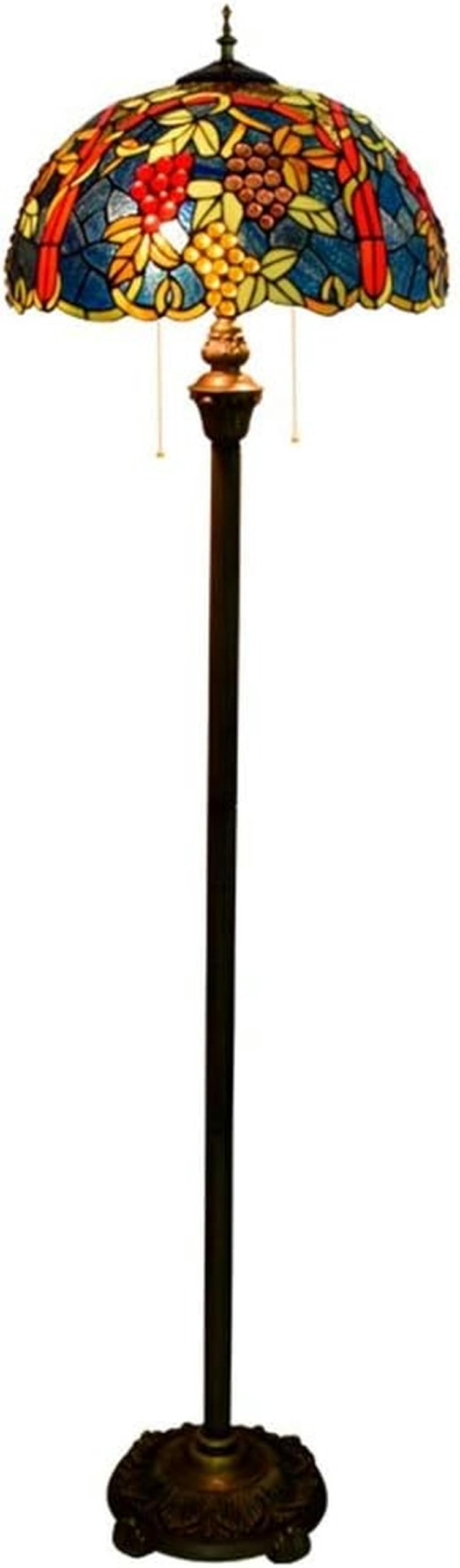 IUokLU European Style Tiffany Floor Lamp Standing Reading Lamp 17-" Tiffany Dark Grapes Glass Floor Lamp Pure Vertical Reading Lamp, for Study Living Room Bedroom Decoration
