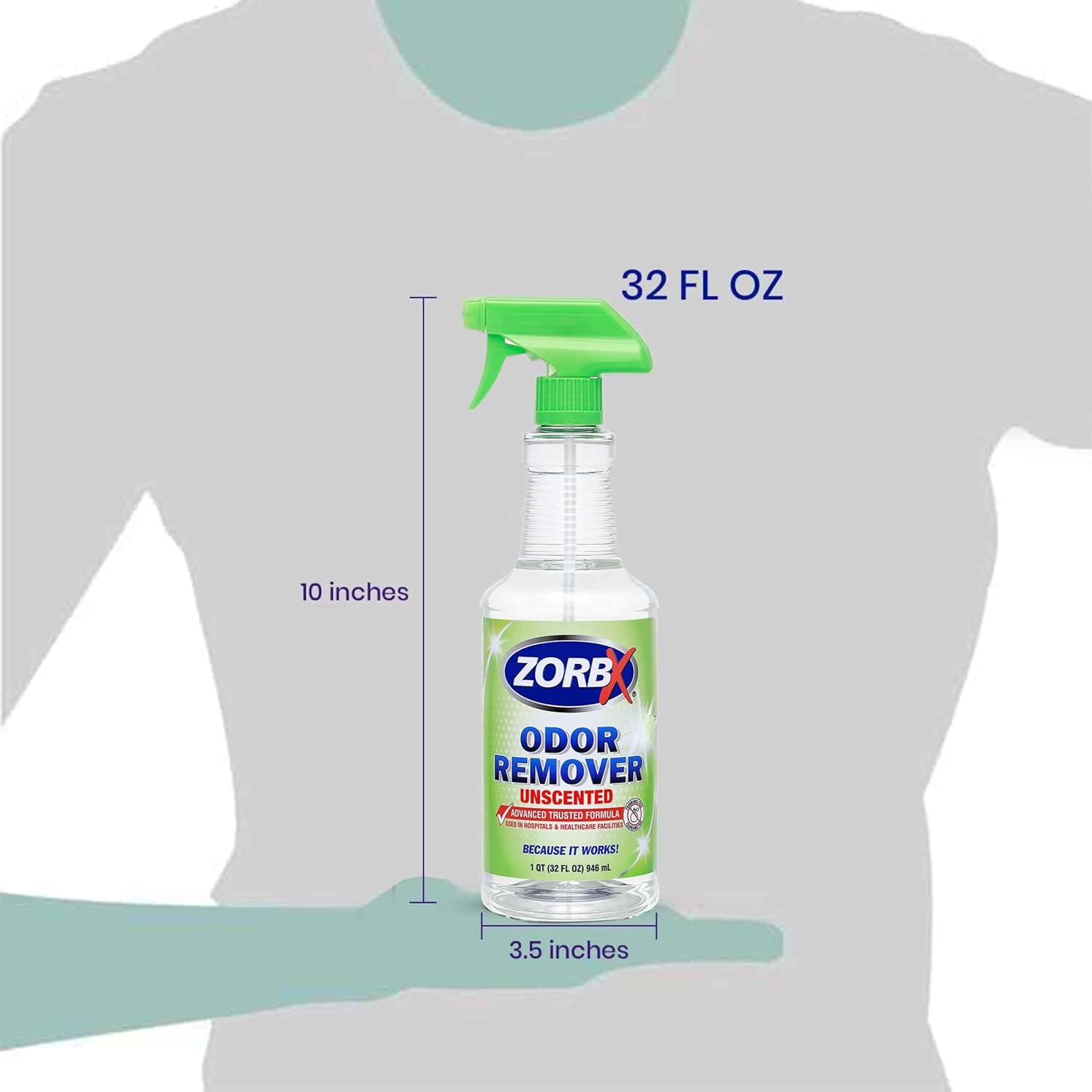 ZORBX Unscented Odor Eliminator for Strong Odor - Advanced Trusted Formula, Fast-Acting Odor Remover Spray for Dog, Cat, House & Carpet (32 Oz + 64 Oz)