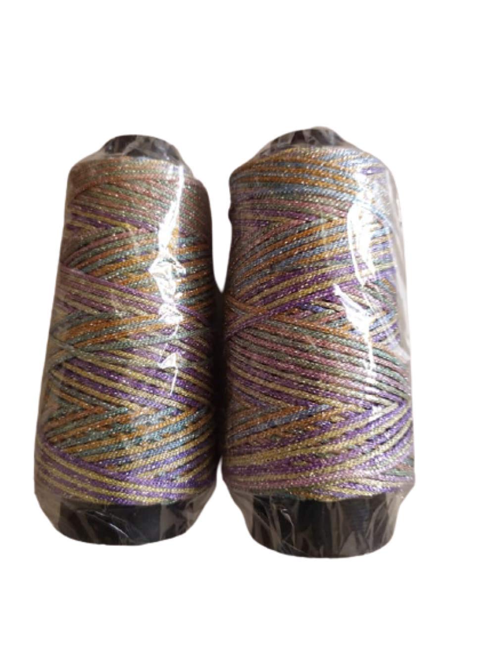 The Lovely Creations Light Multi Glitter Knitting Yarn Crochet Thread for Crochet Projects and Applique, Hand Bags, Lace Trim Set of 2