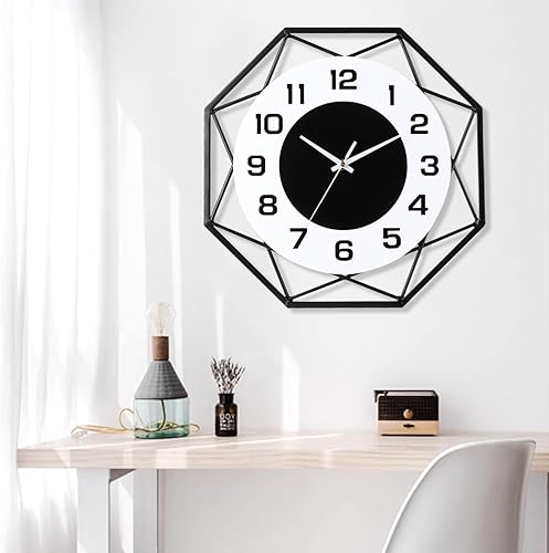 Miniatura 12 de Relojes de pared decorativos de metal de 16 pulgadas, silencioso y sin tictac, funciona con pilas, reloj de pared grande para sala de estar, cocina