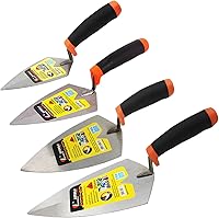 ESreake 4-Pack Brick Trowel Set 6" 7" 8" 9" Pointing Gauging Trowels Soft Grip Carbon Steel Masonry Tools for Brickwork