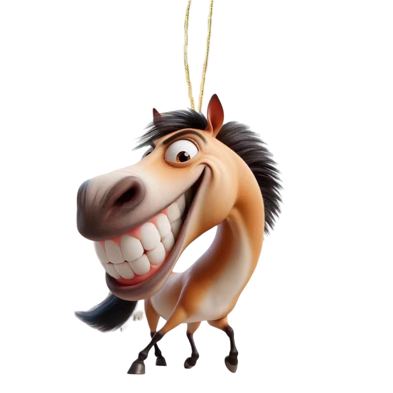Playful Cartoon Horse 2D Acrylic Ornament for Automotive Rearview Decoration Couple Friendly Accessory Hanging Car Decoration
