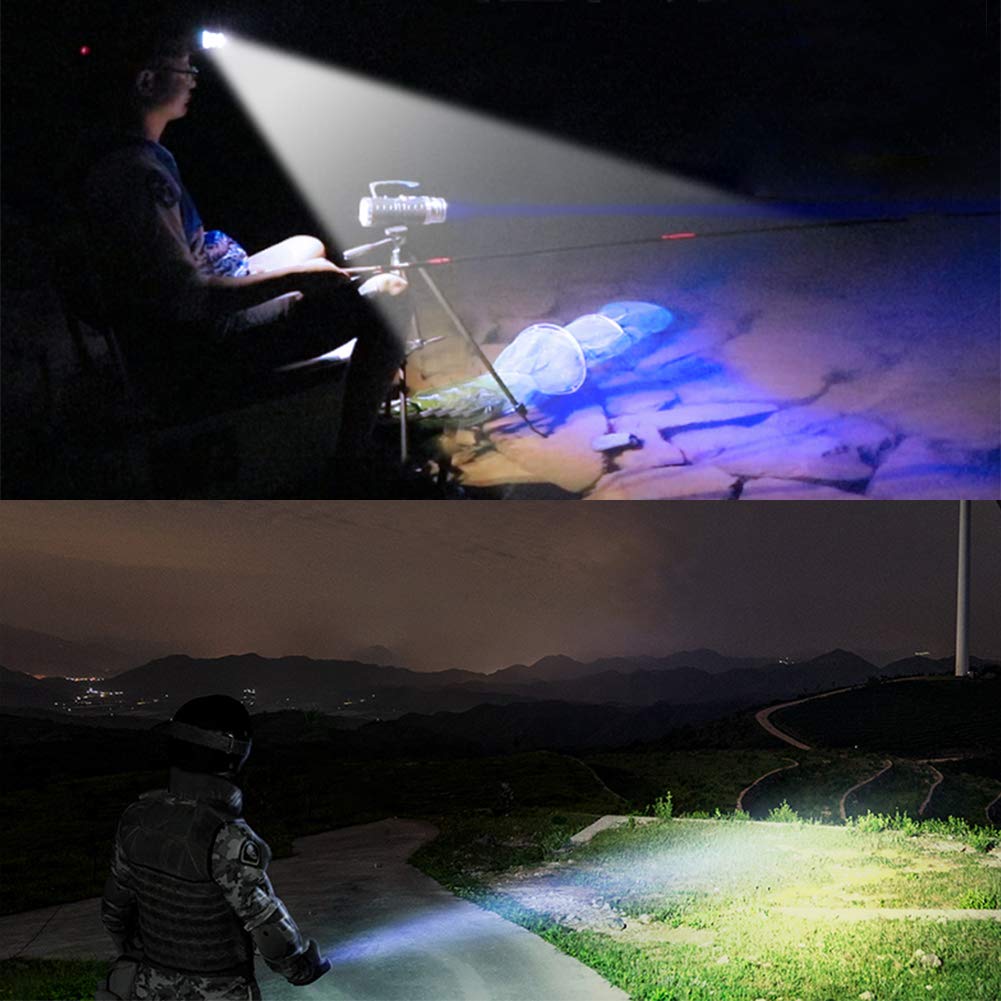 Lampe De Chapeau Rechargeable INHDBOX - 6 LED Cree, 300 Lumens - Rotation 180° - Étanche - Pour Chasse, Camping