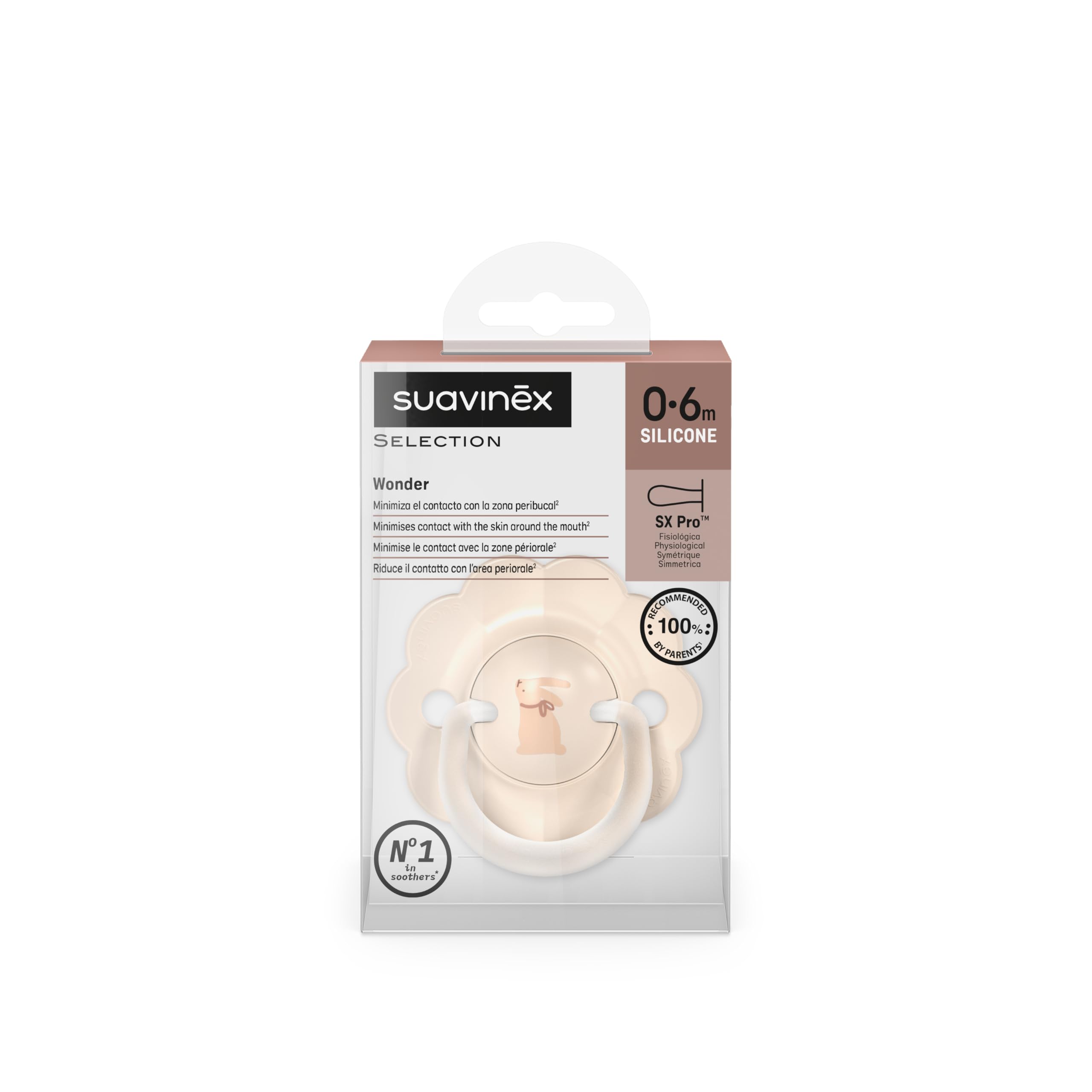 Suavinex, Chupete para Bebés 0/6 Meses y Recién Nacidos, Tetina Fisiológica de Silicona SX Pro, Simétrica, Plana y Flexible, Respeta el Desarrollo Bucodental, Forma Redonda con Anilla, Wonder Beige — view 4