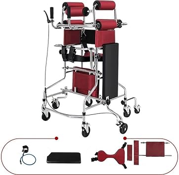 Adult Standing Walker, Portable Lower Limb Training Stangding Walker, 8 Wheels Anti Tilt Adjustable Height Walker Aid for The Disabled Color A, Size 150-180CM
