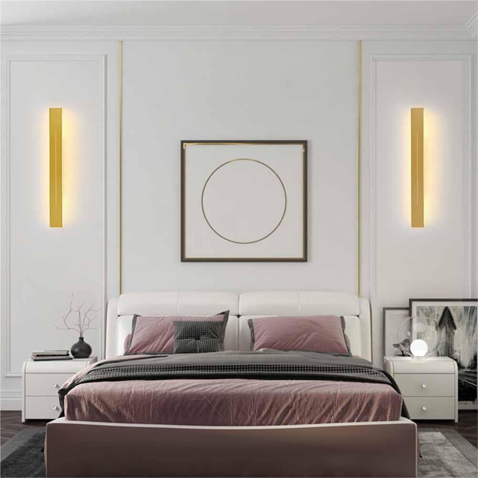 Barra luminosa moderna a LED, applique da parete lineare minimalista, lampada da specchio for bagno dimmerabile, illuminazione su e giù for bagno, camera da letto(Gold-3000k,60cm)