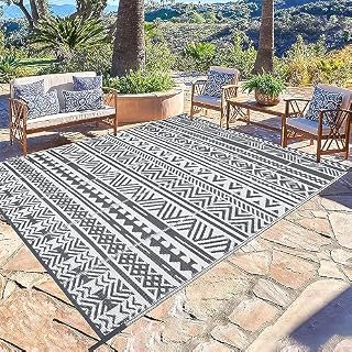 SHACOS Outdoor Rug, Grey, 180x270 cm, Garden Rugs Outdoor Waterproof, UV Resistant, Garden Rug, Outdoor Rugs, Patio Rug, Reversible Recycled Plastic Camping Rug, Outdoor Rugs for Patios Waterproof