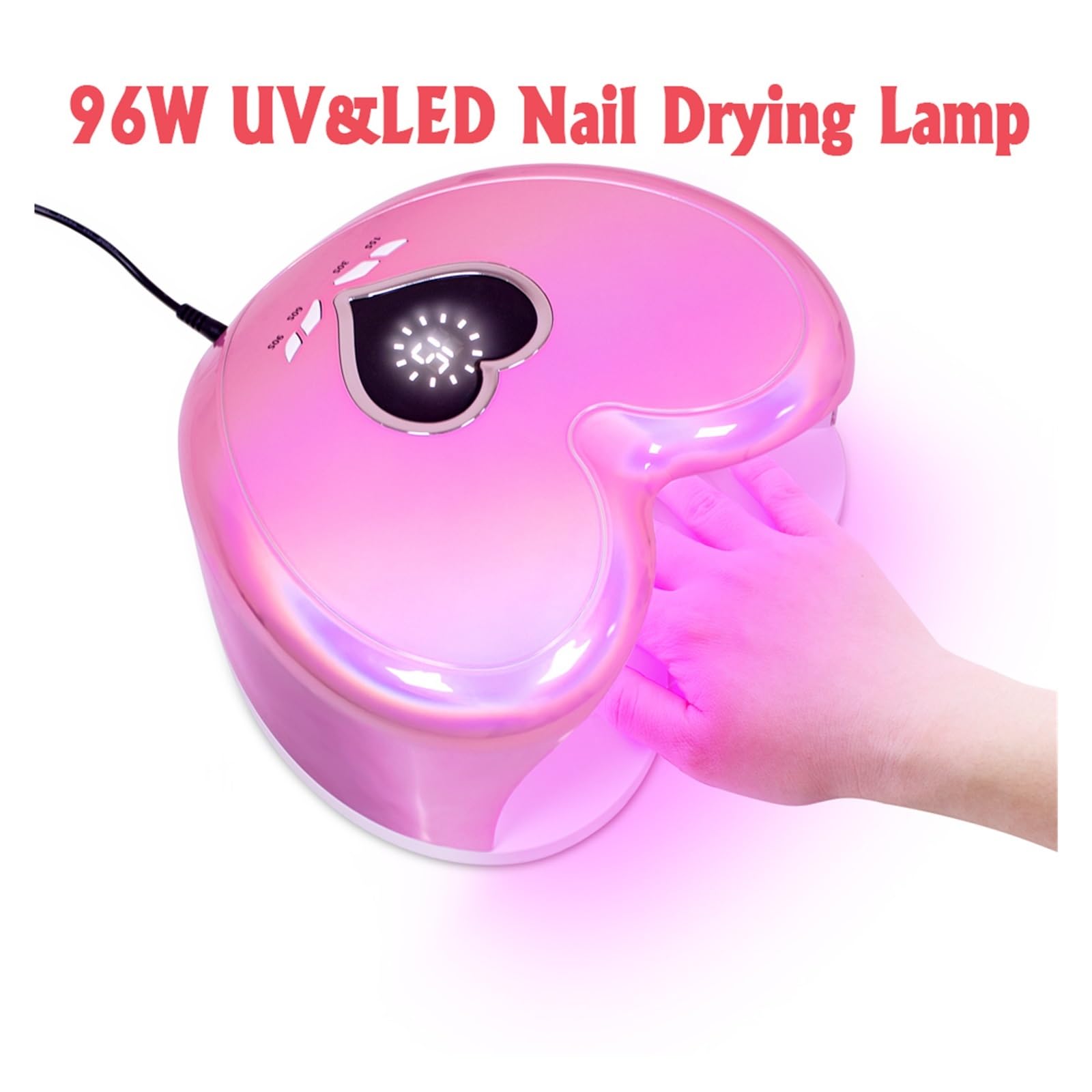 Lampa UV do paznokci, Lampa LED UV Do Paznokci 96 W UV/Led Suszenia Manicure Kształt Serca Profesjonalny Lakier Susząca Maszyna Szybkie Wysychanie Wszystkie Lakiery Żelowe(Wit)