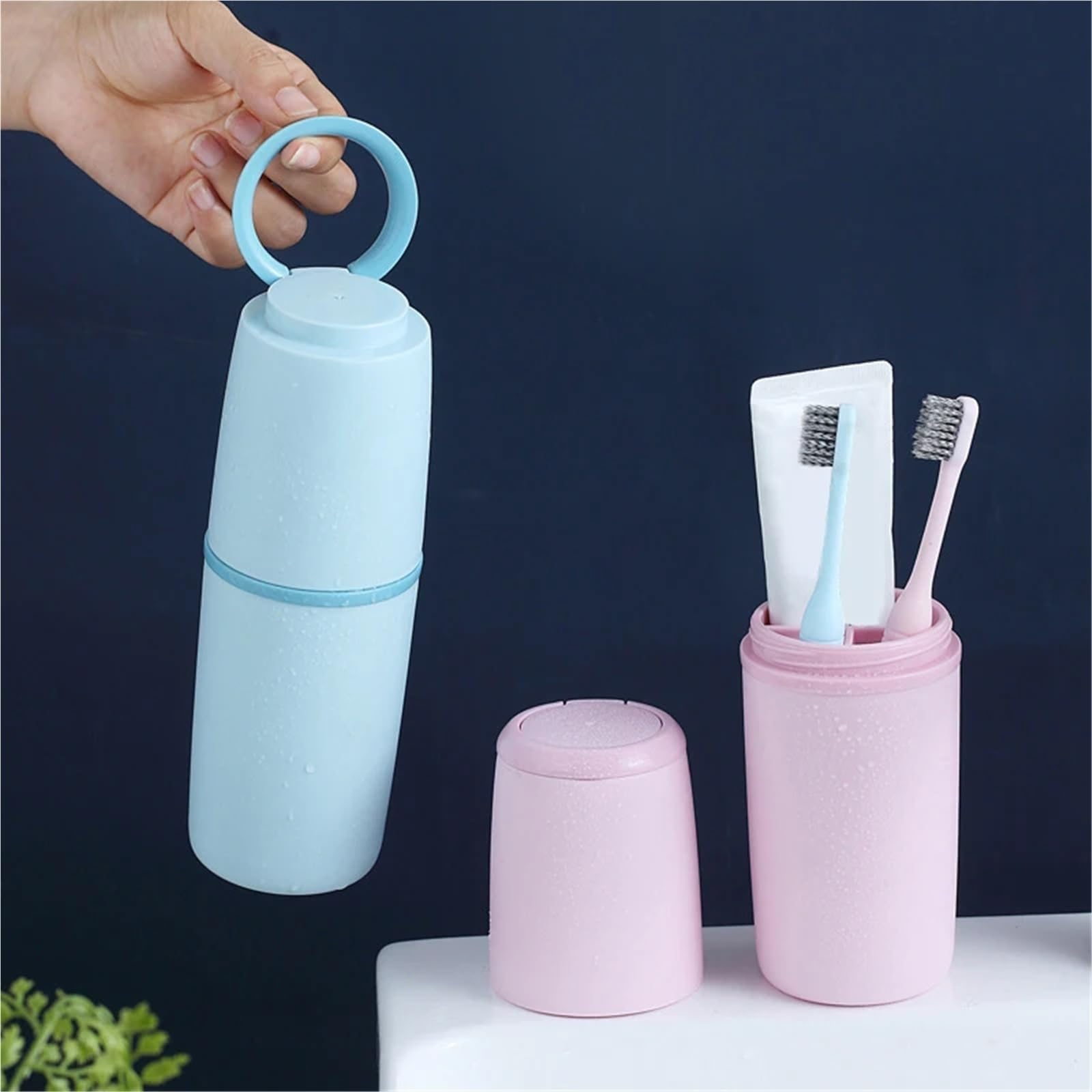3 Pezzi Porta spazzolino Portatile Porta dentifricio da Bagno Custodia da Viaggio Organizer da Viaggio con Scomparti for Articoli da toeletta(Pink)
