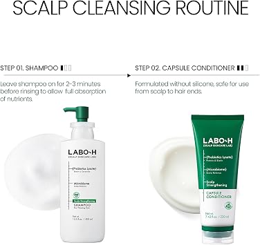 LABO-H Scalp Strengthening Shampoo for Hair Growth and Anti-Hair Loss | Vegan Hair Care Routine with Ceramide, Rosemary Oil, Biotin & Caffeine, Paraben Free