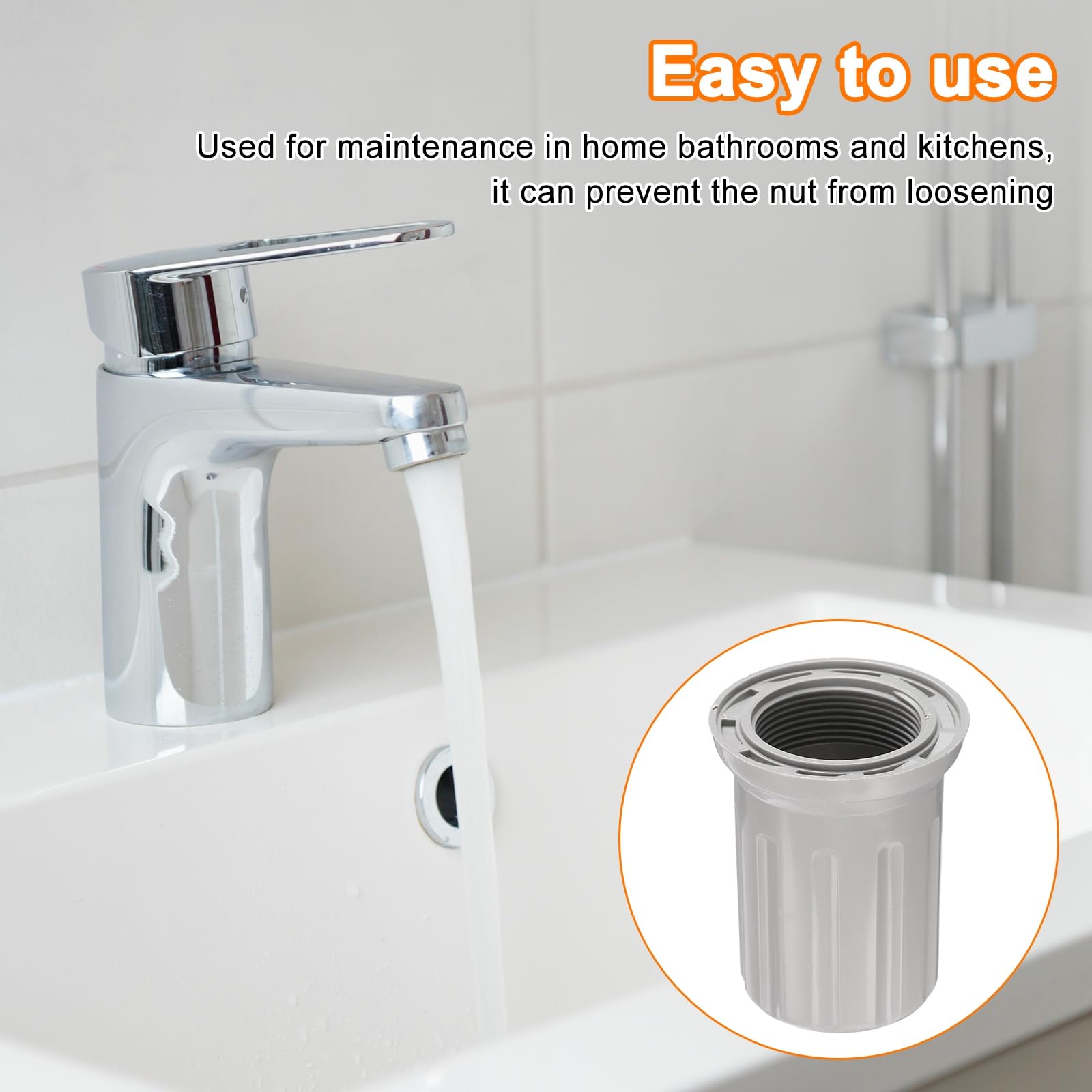QUARKZMAN 2 Piezas Base Fija De Tuerca Para Grifo ID 1.18" x H 2.32" Tuerca De Fijación De Plástico Para Grifo Ensamblaje Fijo De Grifo Para Cocina Y Baño Gris