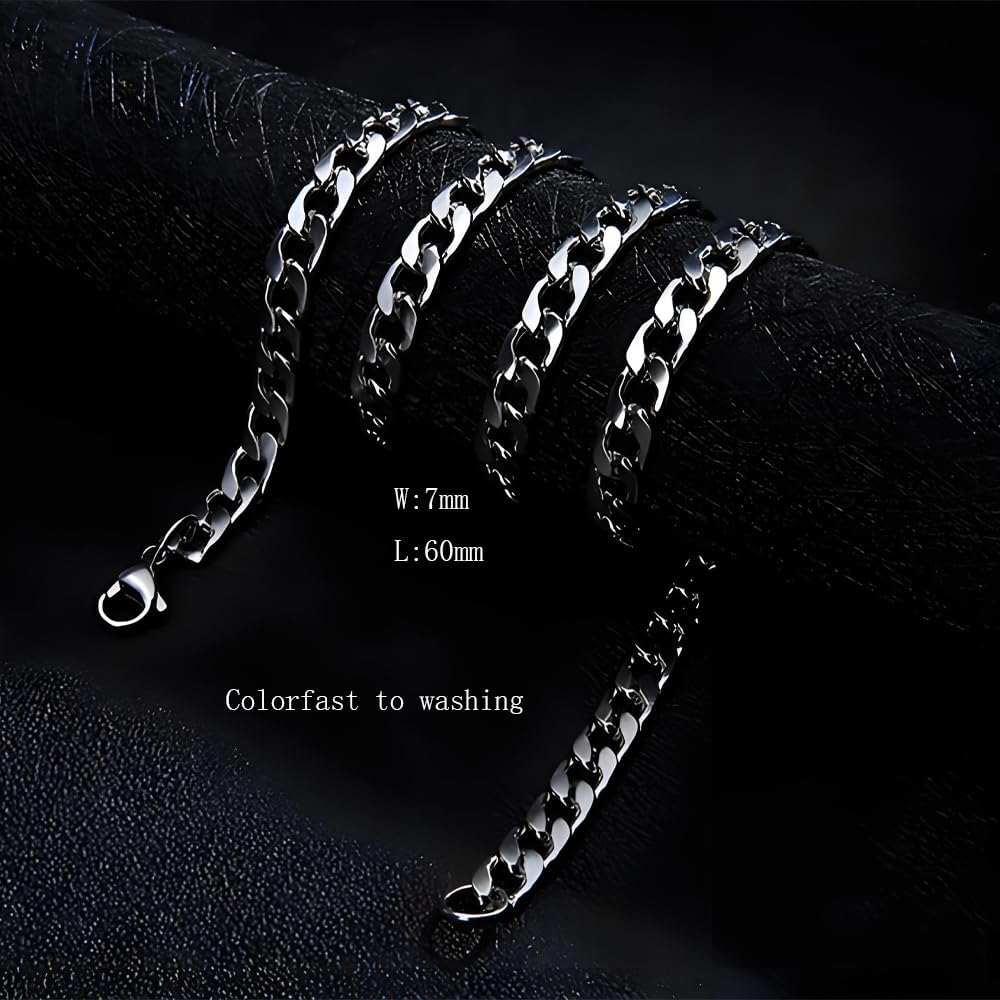 Cuban Link Chains for Men, 925 Sterling Silver Over 7mm Cuban Chain Diamond Cut Silver Necklace Chains Gifts for Men Father Boyfriends Hip Hop Jewelry - Image 5