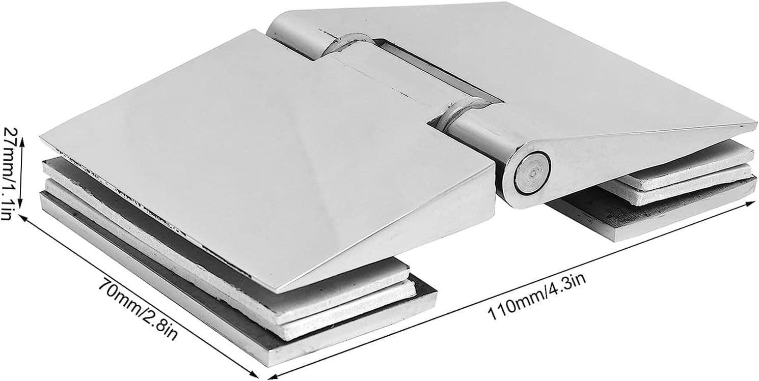 Glass Door Hinge 304 Stainless Steel Bathroom Clamp Glass Door Hinge Glass Door Hinge Fits 6MM-12MM Glass Shower Doors for Residential Use
