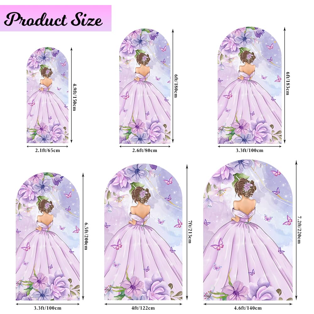 AOFOTO 7.2ft Round Birthday Backdrop - Purple Quinceanera Background For 15th 16th 18th Parties
