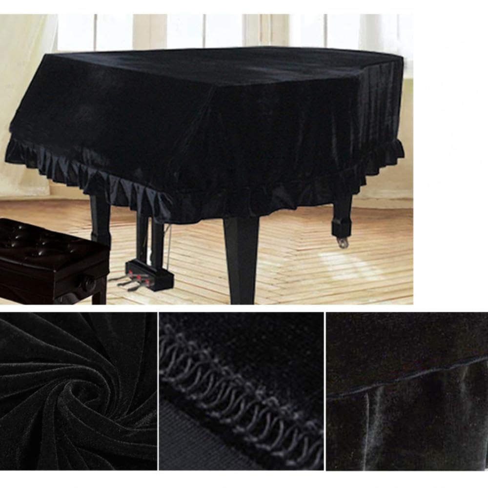 Funda para piano de cola, funda protectora antipolvo de tejido elástico, ajuste perfecto para una protección óptima, superficie suave-Black||150-160