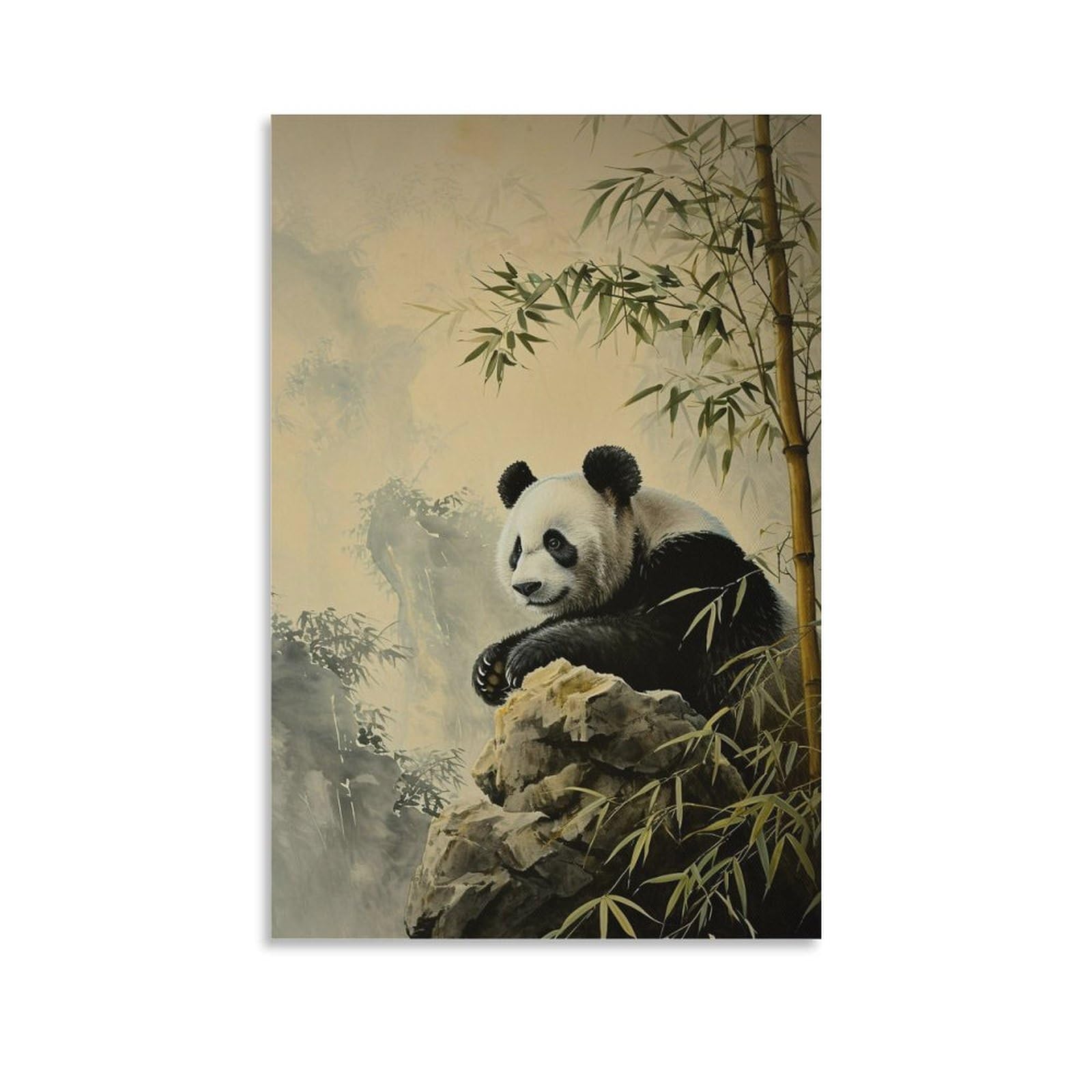 Amazon.co.jp: 絵画 竹林のパンダの母子 アートパネル ポスター  