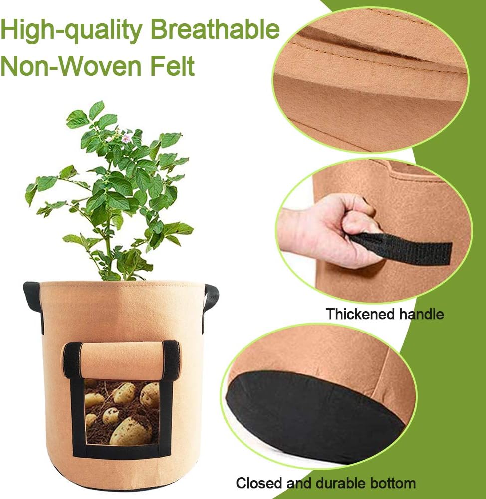 FANDE Potato Planting Bag, 2PCS Vegetable Plant Growing Bag, Plant Planting Container, with Flip Cover and Handle - Image 4