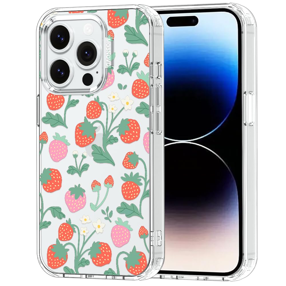 MOSNOVO Case for iPhone 14 Pro, [Buffertech 6.6ft Military-Grade Drop Protection] [Anti Peel Off Tech] Clear TPU Bumper Phone Case Cover Design -