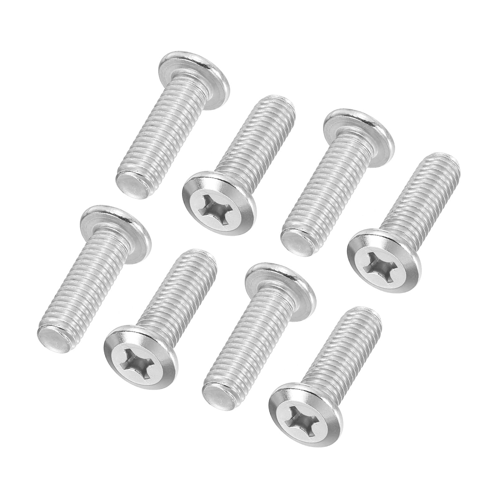 PATIKIL Flat Round Head Phillips Screws, 8 Pack M8-1.25 x 25mm Binding Screws 304 Stainless Steel 18-8 Full Thread