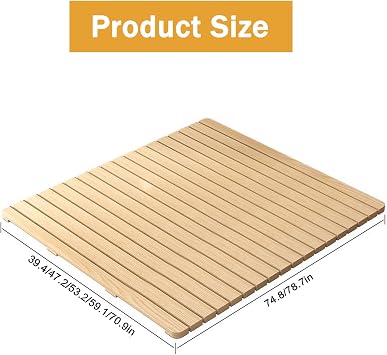 Folding Solid Wood Bed Frame,Foldable Japanese Floor Tatami Bed Frame,Wooden Roll-Type Slatted Floor Bed for Bedrooms,Guest Rooms,Dorm(78.7 D x 39.4 W, Khaki)