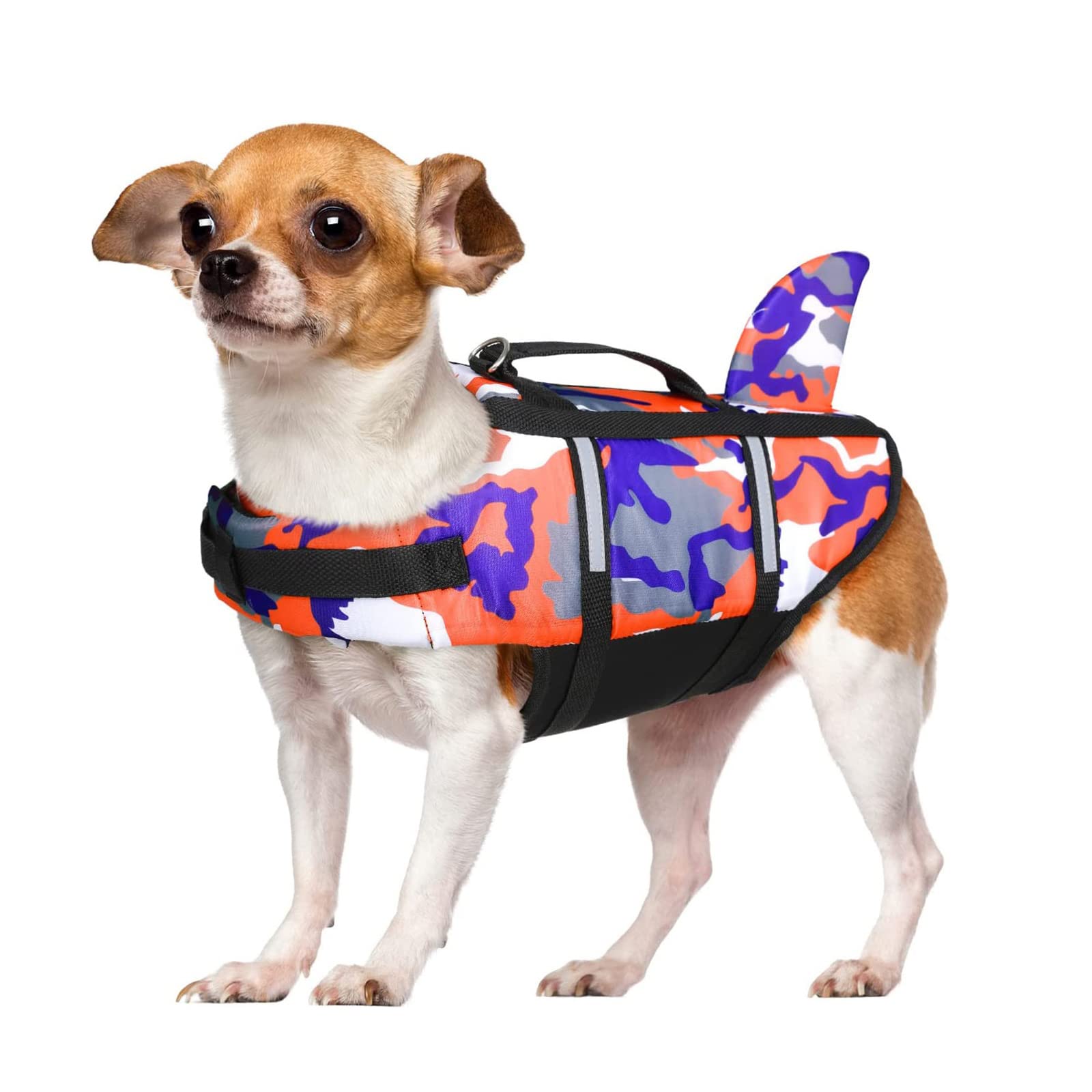 Gilet De Sauvetage pour Chien avec Aileron De Requin, Gilet De Flottaison Réglable pour Animal De Compagnie avec Bandes Réfléchissantes Et Poignée De Sauvetage, Gilet De Sauvetage,C,XXL