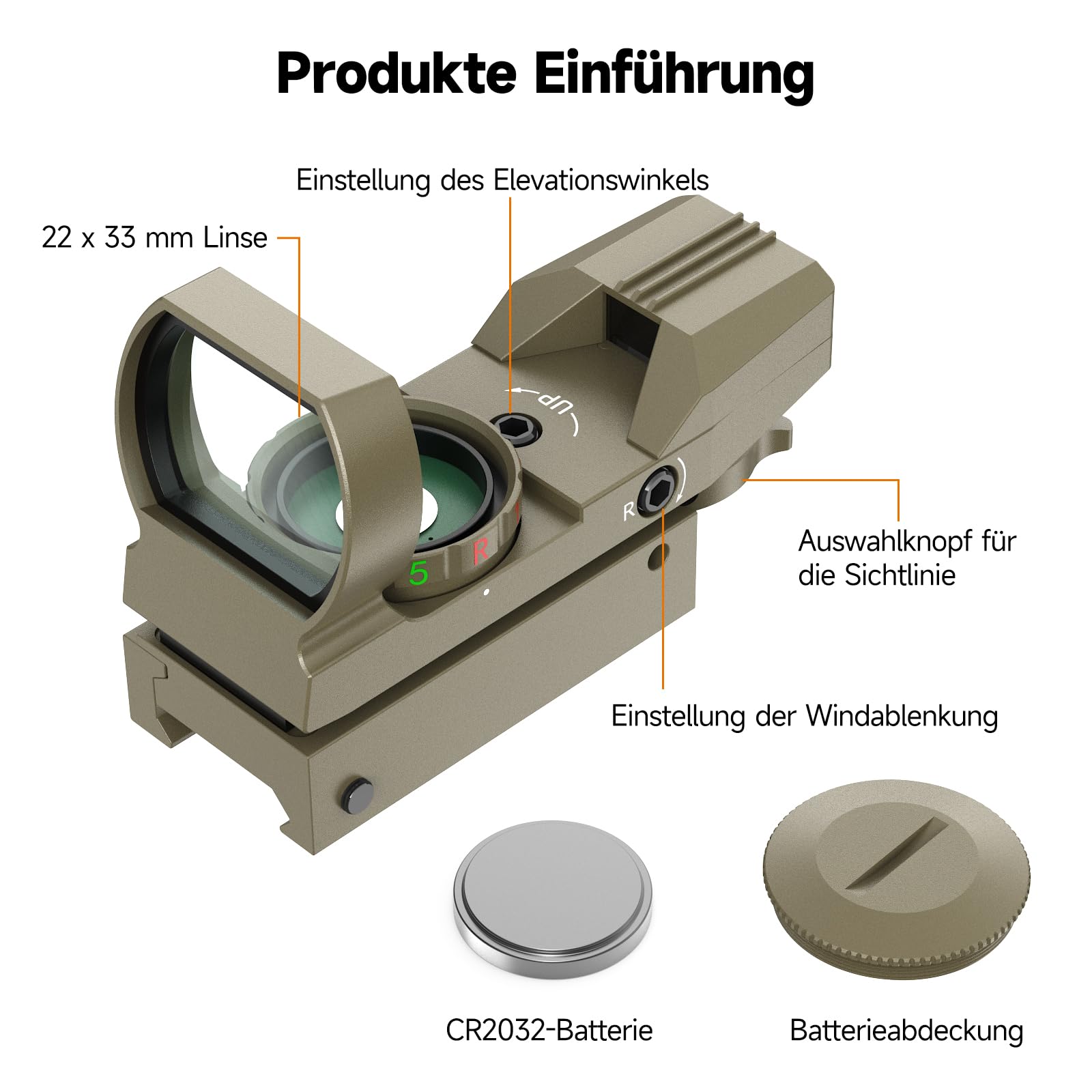 Red Dot Visier-Rotpunktvisier Reflex Sight mit Red Green & 4 Absehen Punkt, 20 mm/22 mm Picatinny, Schienenhalterung und Abdeckung für schnelles Zielen, Jagen und Schießen