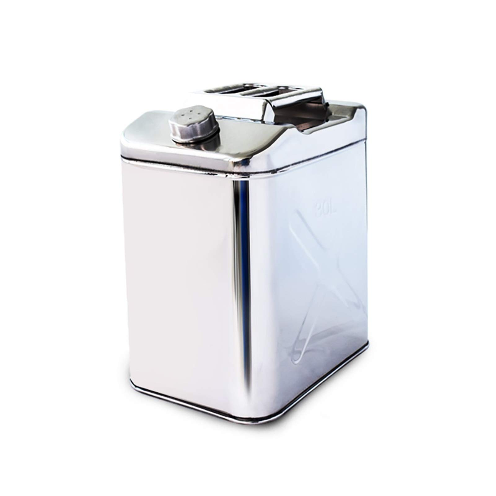 10L-40L Verticales Bidón Gasolina, Gruesos De Acero Inoxidable Gasolina del Envase, Portátil De Gas De Petróleo Tambores, Coche/Motocicleta Piezas del Tanque De Combustible (Size : 30L)