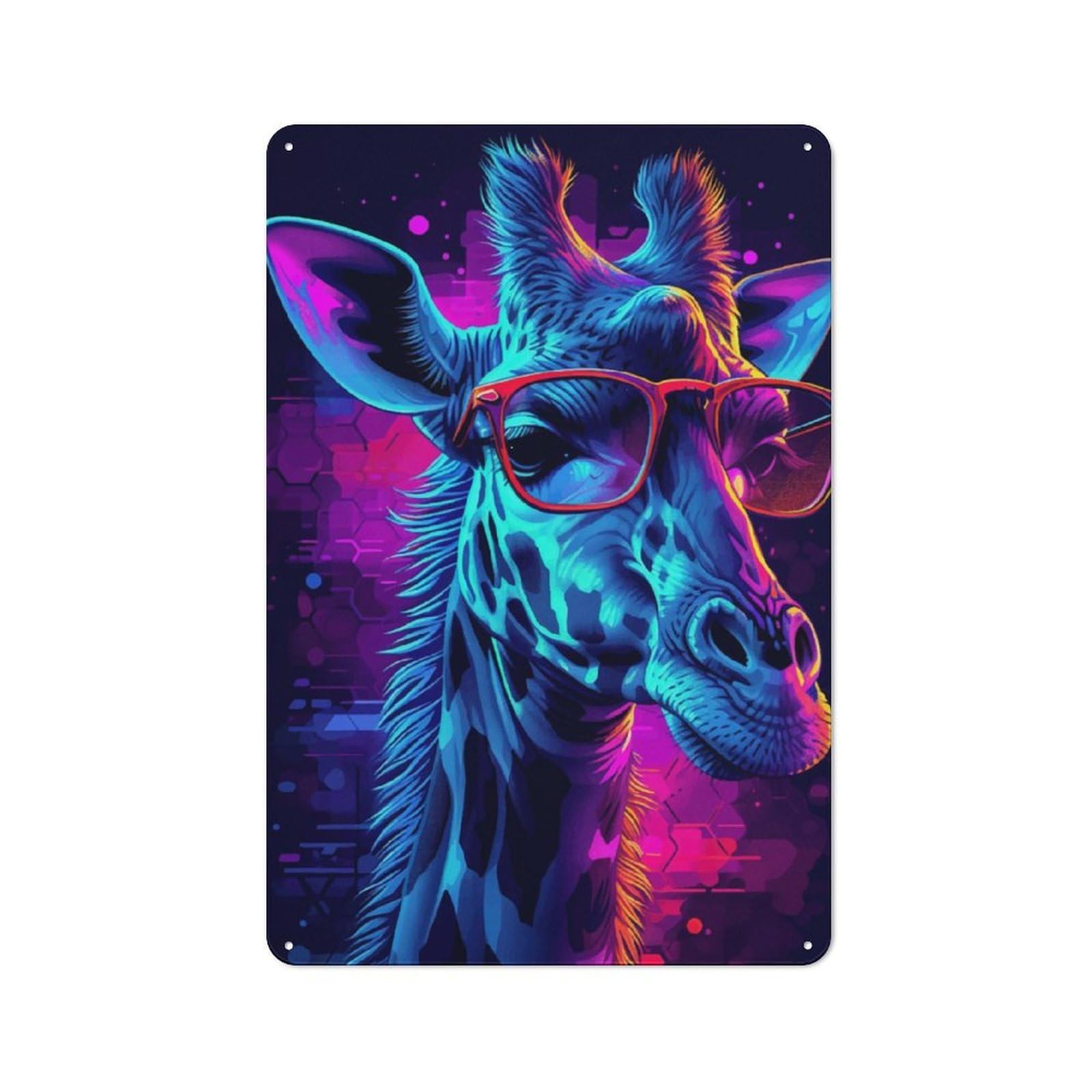 Junmoney Giraffe Neon Tin Wall Plaque 30X20cm With For Man Cave Or Games Room, A New Home Present For Leisure-Room Decor Enthusiasts