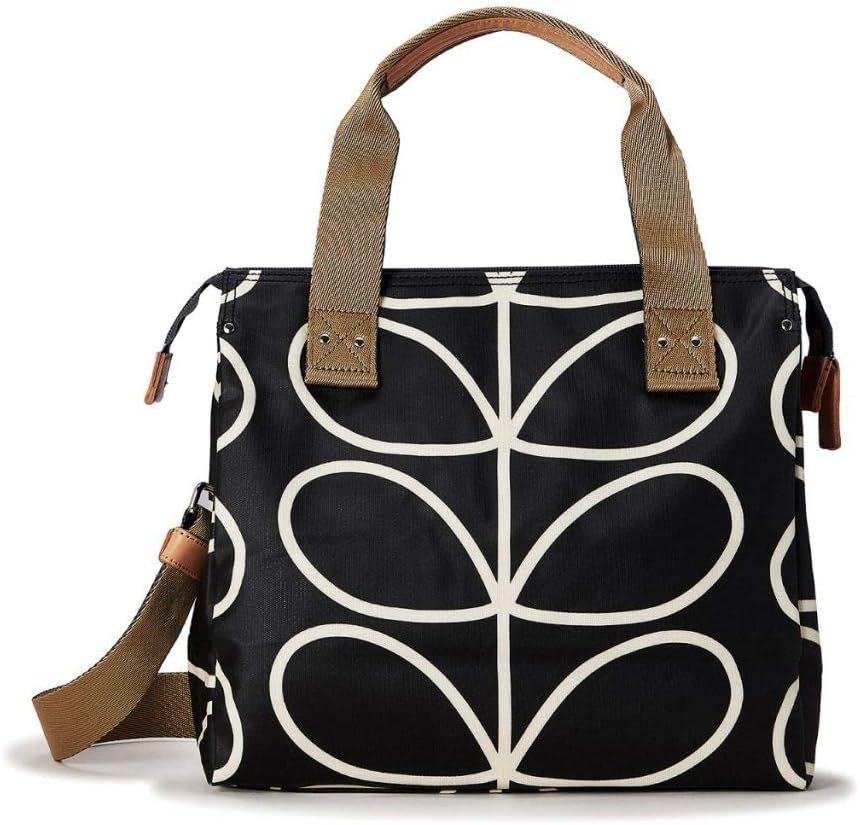 Orla Kiely Core Linear Zip Messenger Shoulder Bag, Black