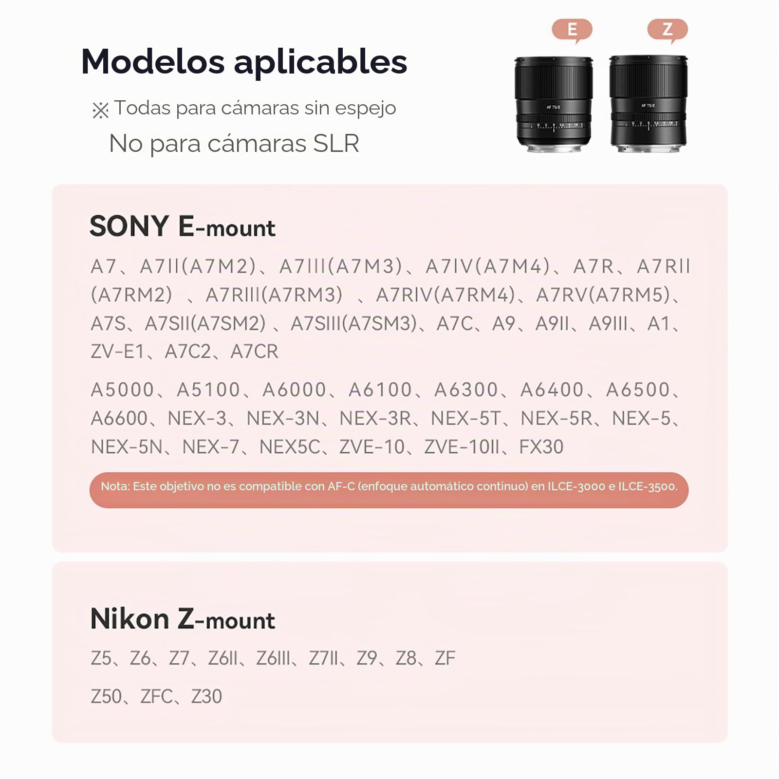TTARTISAN Lente de cámara F2.0 de 75 mm para Nikon Z Mount Auto Focus lente de retrato de marco completo