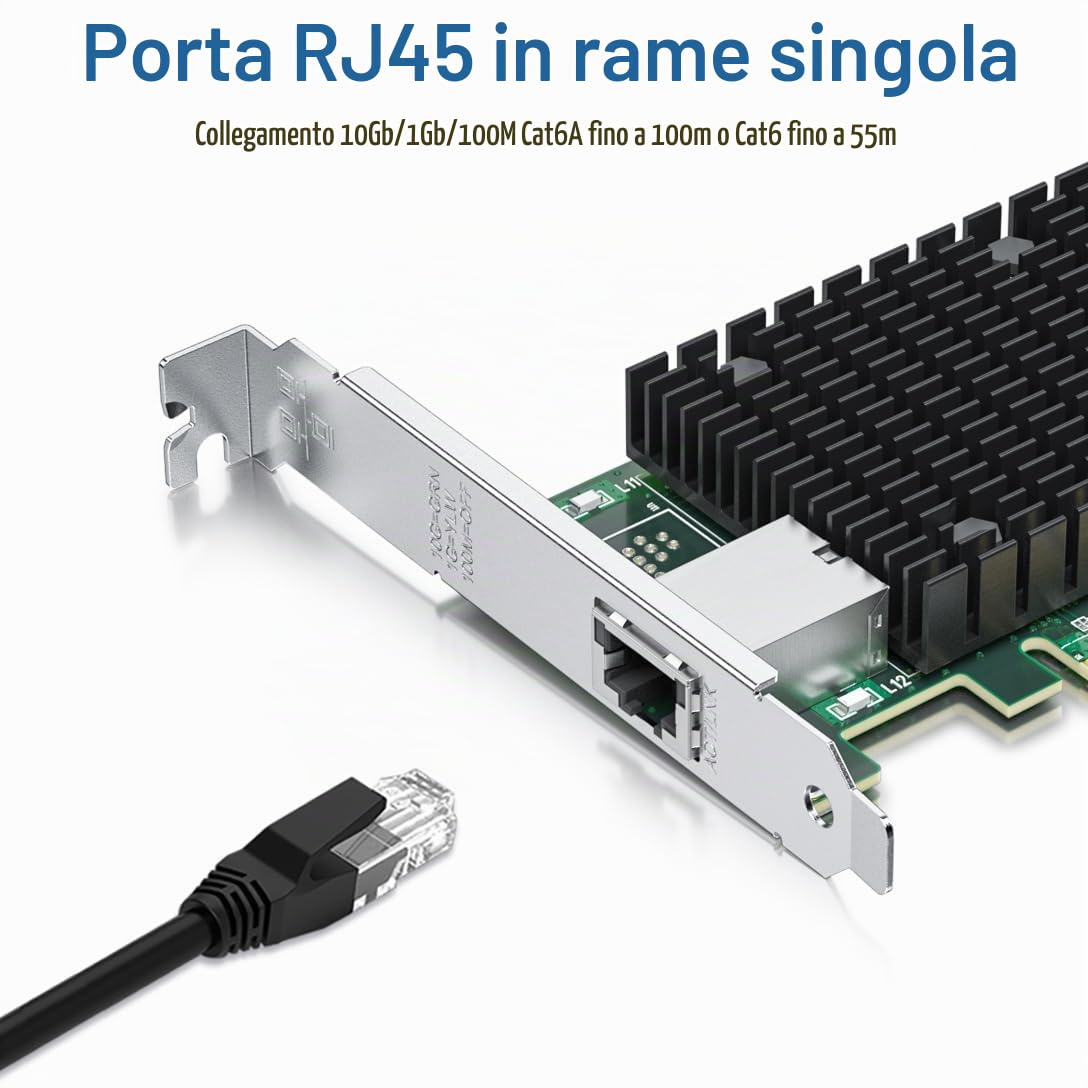 10G Scheda di rete Ethernet,RJ45 NIC,10GbE CNA,funzione compatibile con X540-T1,con Intel X540-BT1 controllore,supporto Windows Server/Linux/VMware (non supporto MAC)