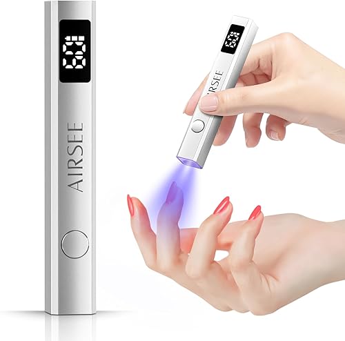 AIRSEE Mini lámpara de uñas inalámbrica, luz UV de mano con pantalla LCD para uñas de gel, secador de uñas USB recargable para secado rápido,