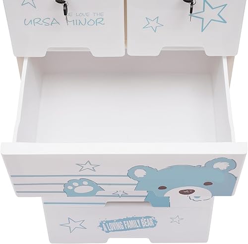 Miniatura 8 de Organizadores de cajones de tocador armario de almacenamiento alto con bloqueo cómoda de plástico con 6 cajones y ruedas para ropa dormitorio sala