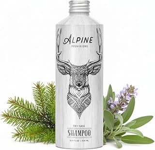 Alpine Provisions Fir & Sage Organic Shampoo for Men Women - Naturally Repair, and Hydrate with Essential Oils, Jojoba, Aloe Vera - Vegan, Sulfate - Plant-Based for Healthier, Softer Hair - 16.9 FL Oz