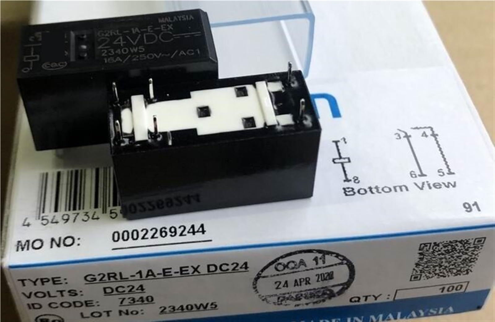 Relais G2RL-1A-E-EX 24VDC 6 broches pour circuits imprimés industriels