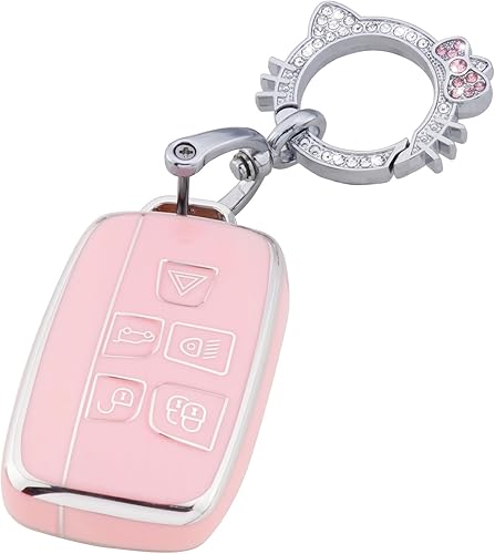 Pangpai Funda de llavero rosa para BMW, funda de TPU suave con llavero brillante para BMW X1 X2 X3 X5 X6 X7 y Series 1, 2, 3, 4, 5, 6, 7, 8