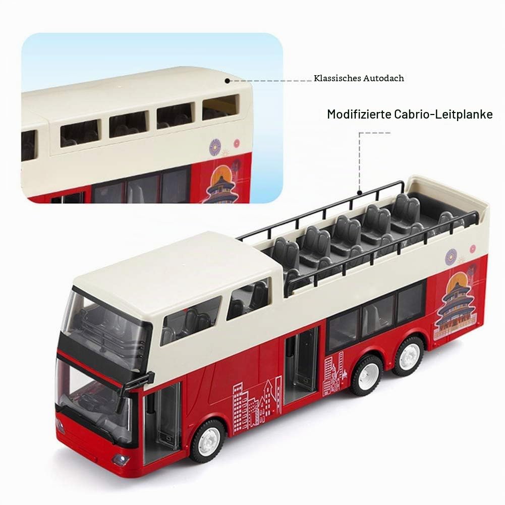 Bus Spielzeug, 1:18 Fernbedienung Doppeldecker Sightseeing Bus Wiederaufladbares Modell mit Niedlichen Aufklebern