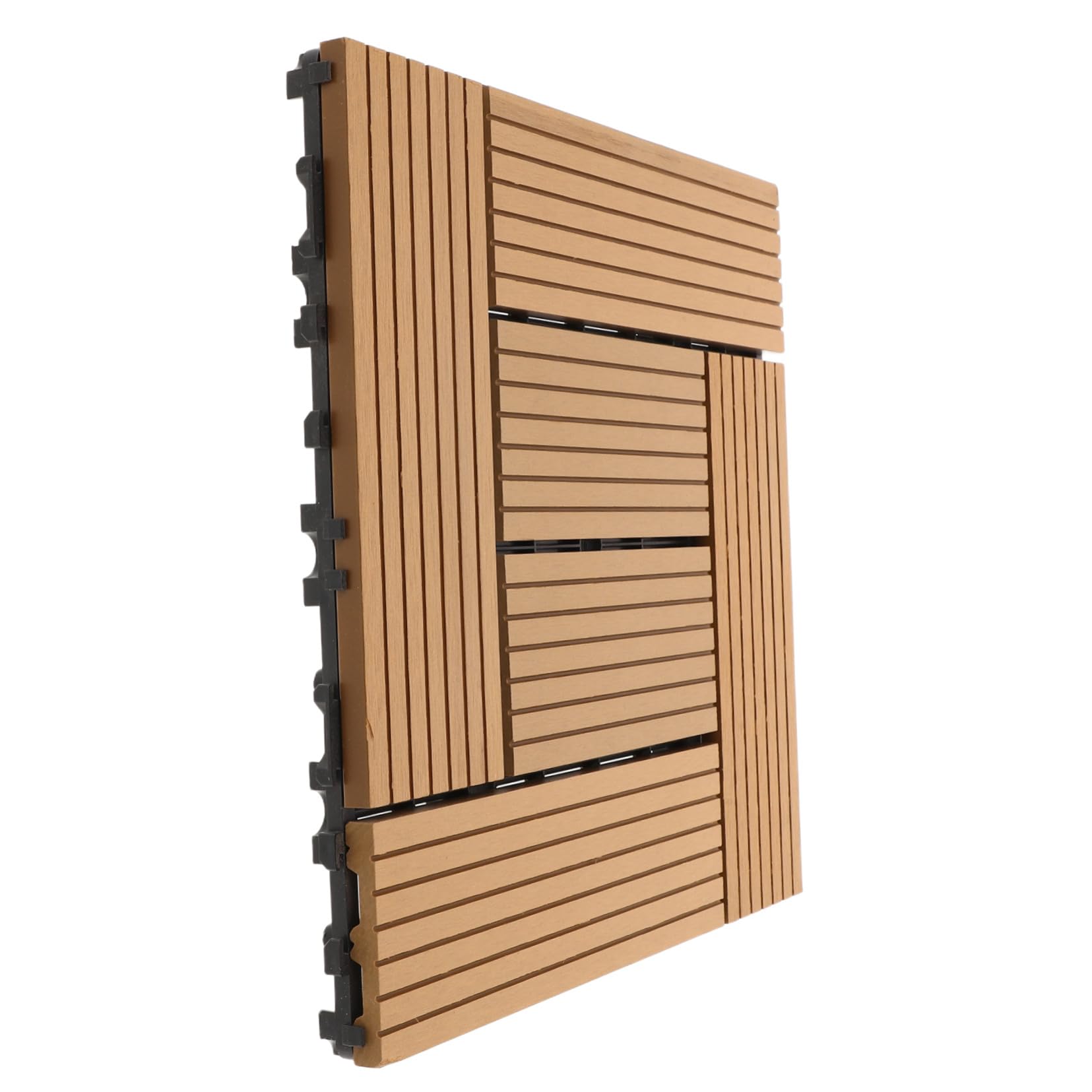 Holibanna Dalles de Terrasse Clipsables Bois Composite Durable Revêtement Sol Extérieur Antidérapant pour Balcon Patio et Jardin Installation DIY Facile