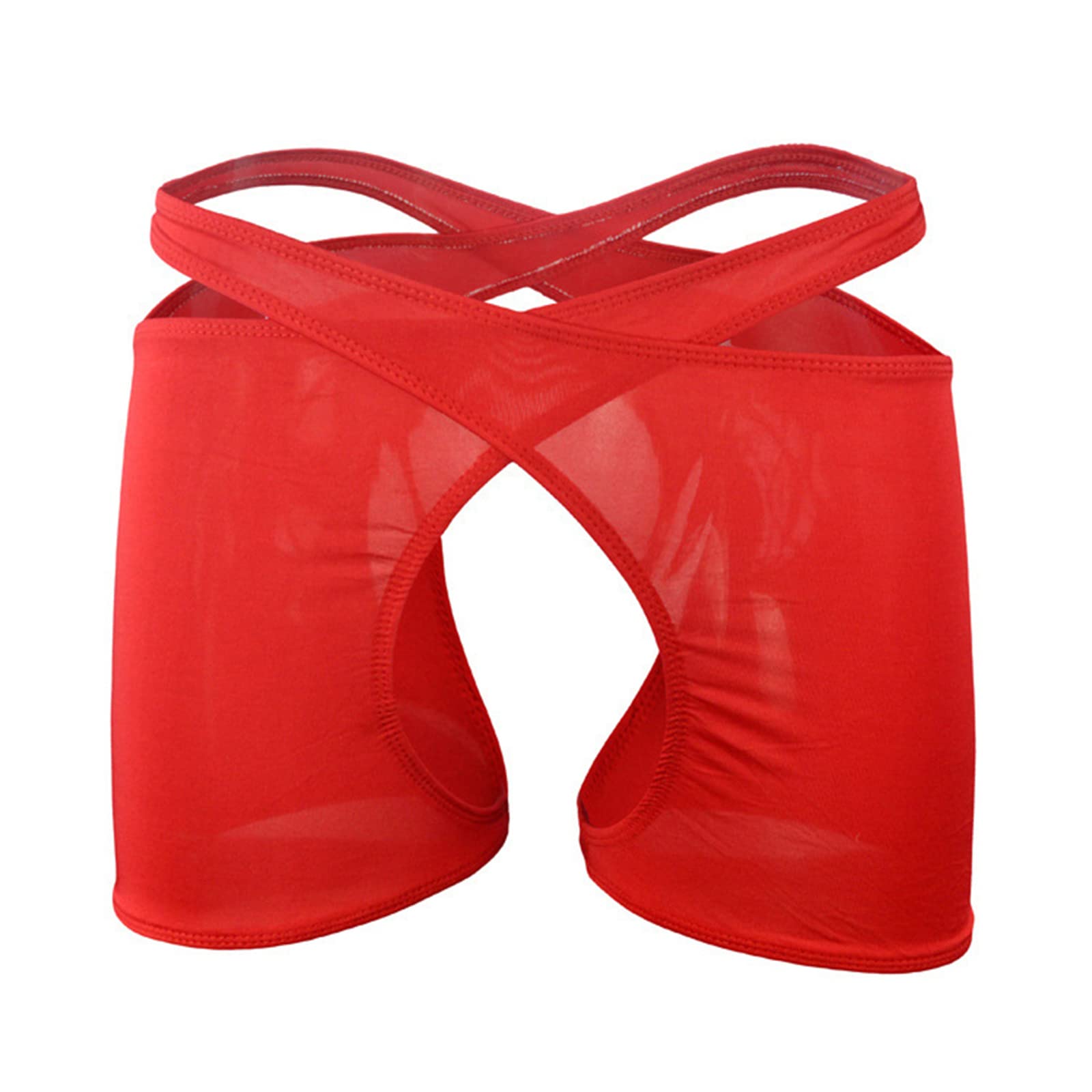 Evankin Mens Sexy Mesh Boxer Briefs Low Rise Underwear Breathable Hollowed Out Boxers Assless Lingerie(Red)