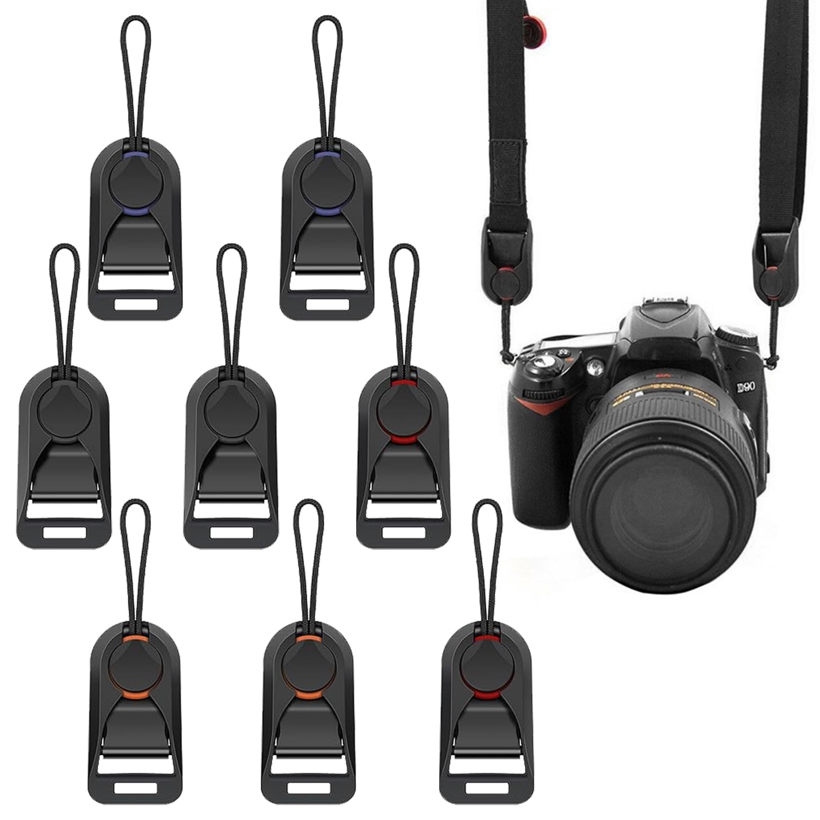 8 Pcs Camera Strap Quick Release Adapter, Universal Rapid Connectors, Strong Peak Design Anchor Links Buckle Replaceable Clips for DSLR Digital Cameras