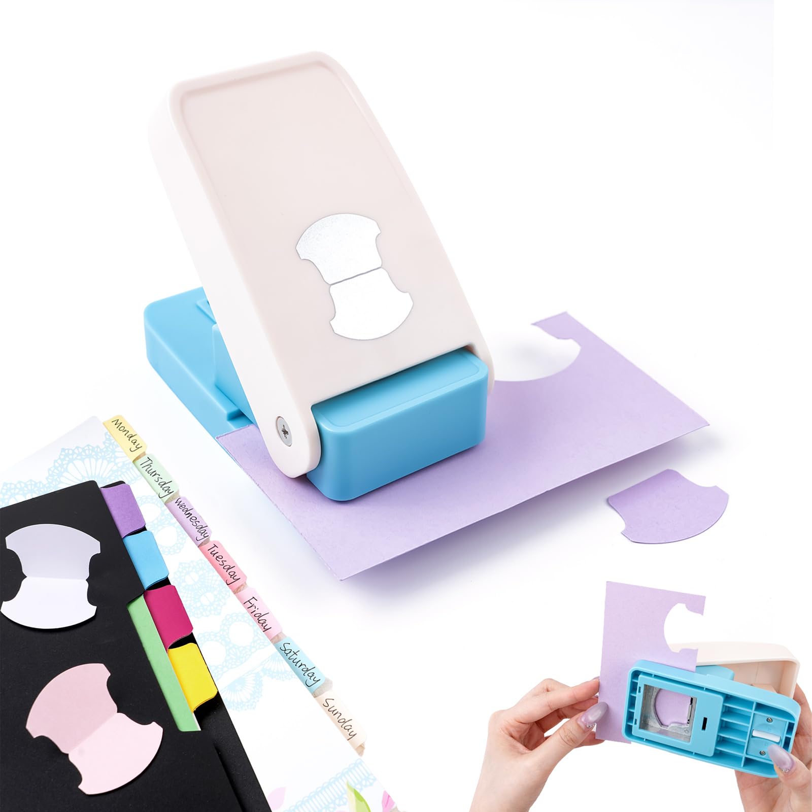 Tab Punch, Whale-Tail Tab Puncher for Paper Crafts, Handheld Folder Punch Loose Leaf Separator Label Cutter Puncher for Planner Inserts, Notebooks, Scrapbook, Journals, Bibles, and More Projects — image 1